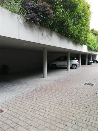 The covered parking spaces